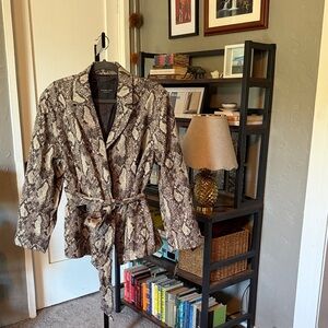 Snake Print Blazer with Belt